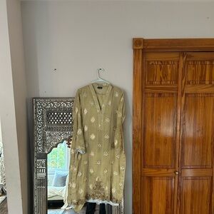 Embroidered Olive Green/Gold Kurta with pants (Sobia Zuha)